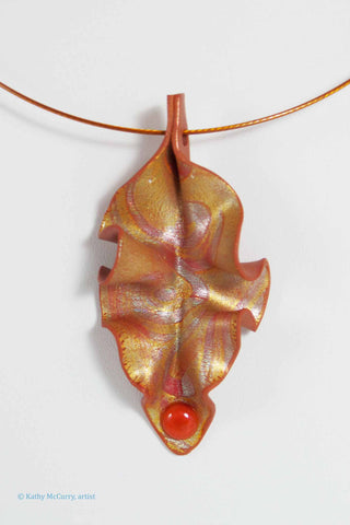 Antique Gold with Rosy Silver Swirl and Rust Cab