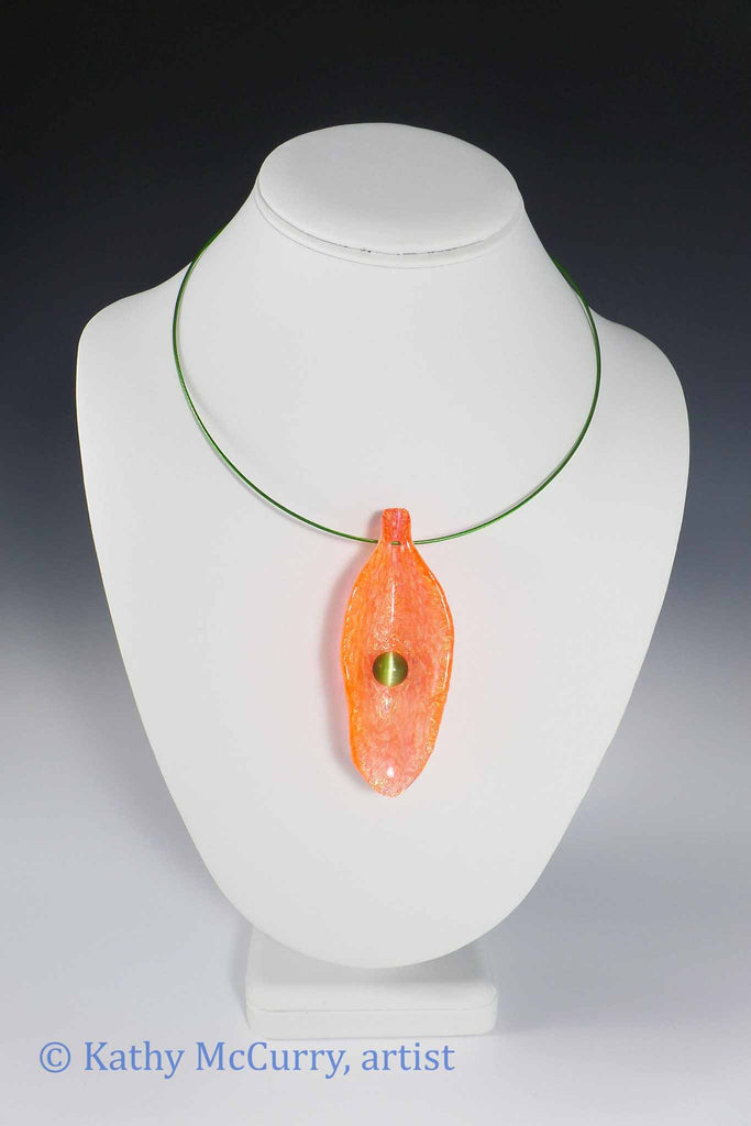 Magic Shell: Bright Orange with Green Tiger's Eye